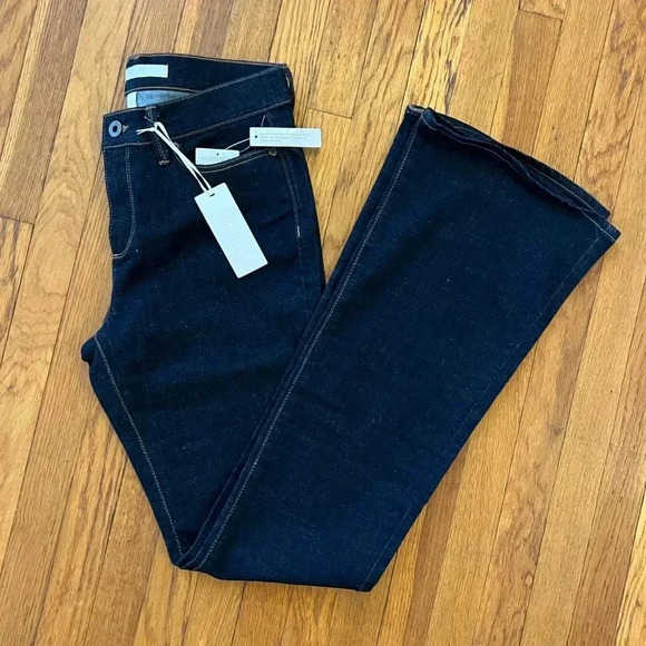 NORDSTROM COLLECTION NWT Dark Denim Jeans Flared - Picture 1 of 5